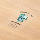Floral Skull Halloween Wedding Save the Date Acryl Uitnodigingen (Laagn)