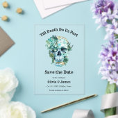 Floral Skull Halloween Wedding Save the Date Acryl Uitnodigingen (Insitu (Huwelijk))