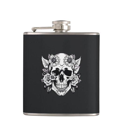 Floral Skull Heupfles (Voorkant)