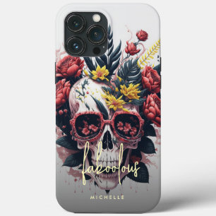 Floral Skull Monogram Faboolous Halloween iPhone 13 Pro Max Hoesje