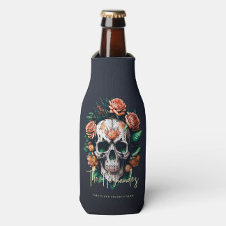 Floral Skull Monogram Familienaam Halloween Flesjeskoeler