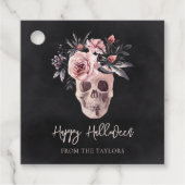 Floral Skull Personalized Halloween Bedankjes Labels (Voorkant)