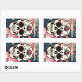Floral Skull Rechthoekige Sticker (Vel)