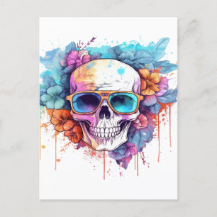 Floral Skull Shades Briefkaart