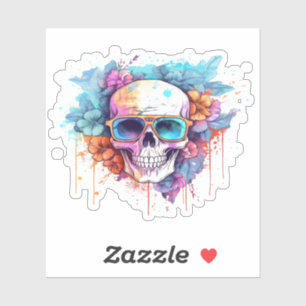 Floral Skull Shades Sticker