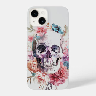 Floral Skull telefoonhoesje, Gothic iPhone Hoesje iPhone 14 Hoesje