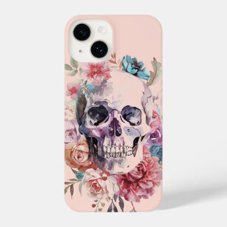 Floral Skull telefoonhoesje, roze iPhone 14 Hoesje