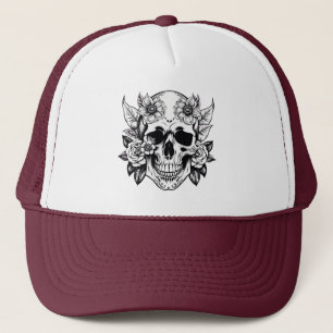 Floral Skull Trucker Hoed Pet