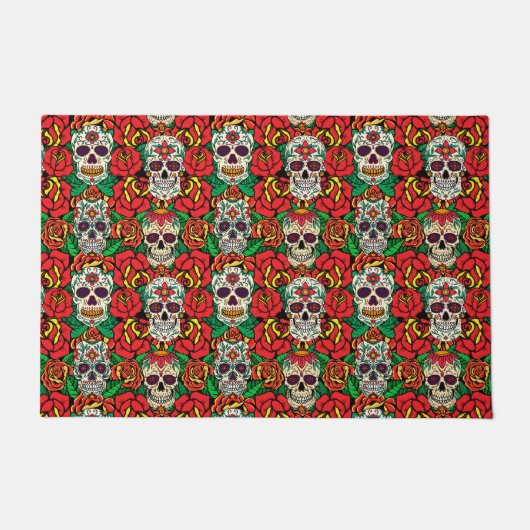 Floral Skulls Pattern Deurmat (Voorkant)