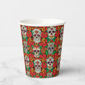 Floral Skulls Pattern Papieren Bekers (Links)