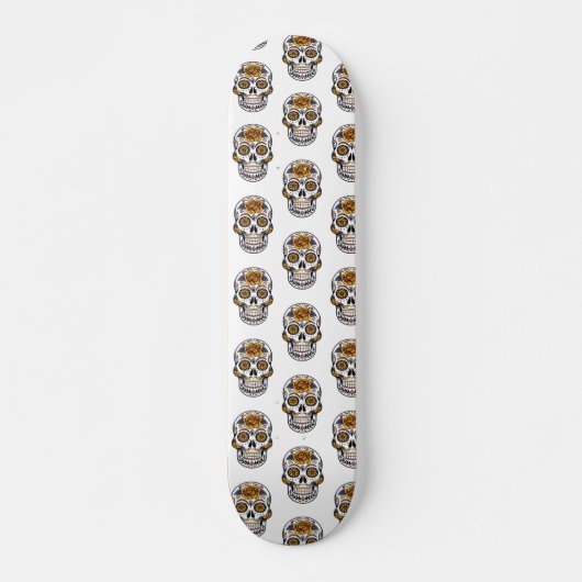 Floral Skulls Pattern skateboard (Voorkant)