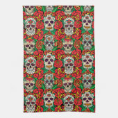 Floral Skulls Pattern Theedoek (Verticaal)