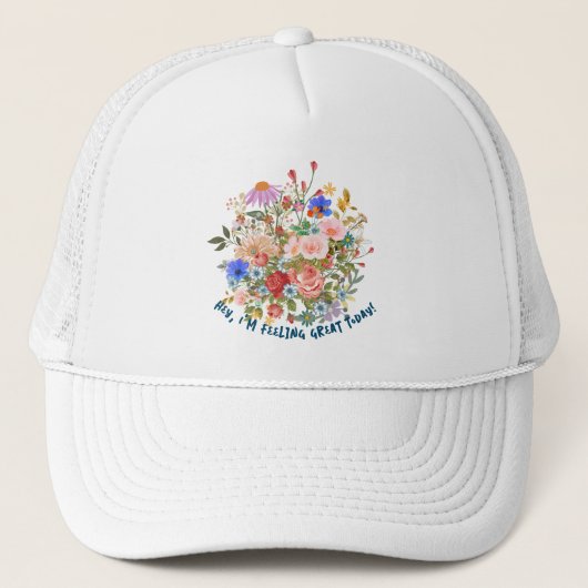Floral & Slogan Graphic Trucker Hat Trucker Pet (Voorkant)