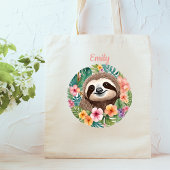 Floral Sloth Canvas tas