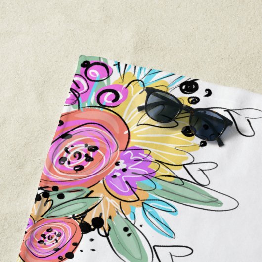 Floral Sloth gepersonaliseerd Strandlaken (In situ)