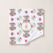 Floral SLOTH Monogram Pattern Girls Nursery Room Bad Handdoek (Wasdoekje)