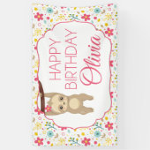 Floral Sloth Verjaardagsfeestbanner Spandoek (Verticaal)