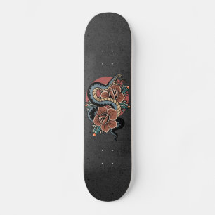 Floral Snake Mystic Grunge Illustratie Esoteric Skateboard
