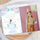 Floral Snow Falk Princess Birthday Invitation Kaart
