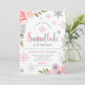 Floral Snowflake Baby shower Invitation Kaart (Staand voorkant)