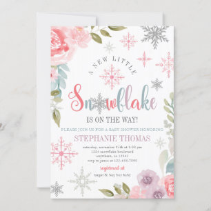 Floral Snowflake Baby shower Invitation Kaart