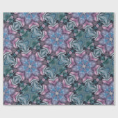 Floral Snowflake Roze Blauw Groen Cadeaupapier (Vlak)