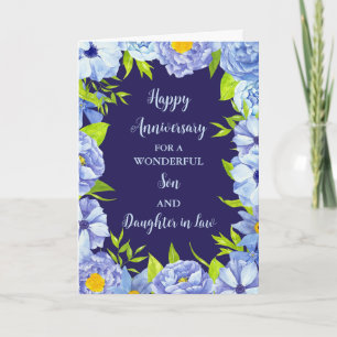 Floral Son & Daughter in Law Bruiloft Jubileum Kaart