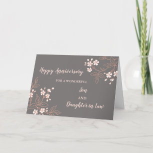 Floral Son & Daughter in Law Bruiloft Jubileum Kaart