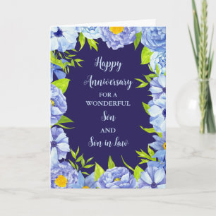 Floral Son & Son in Law Jubileum Kaart