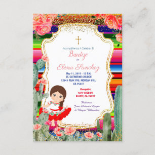 Floral Spain Fiesta Girl Baptism Christening Kaart