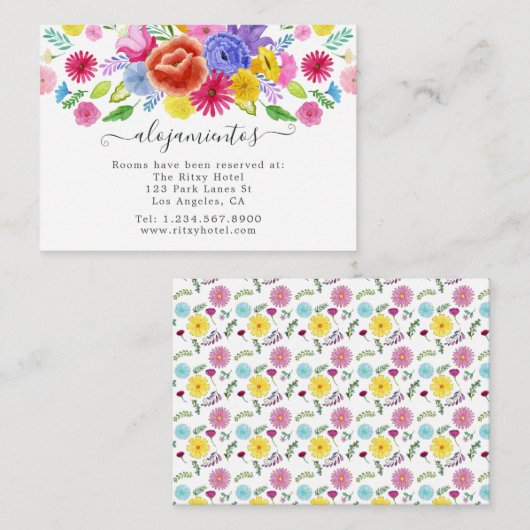 Floral Spain Fiesta Wedding Accommodations Informatiekaartje (Voorkant / Achterkant)