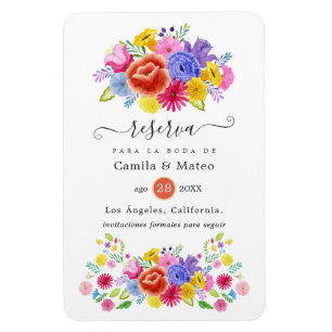 Floral Spain Fiesta Wedding Save the Date Magneet