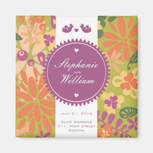 Floral sparen de Datum Magnet Magneet (Voorkant)