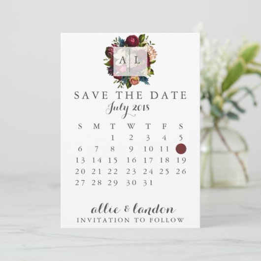 Floral sparen de DatumKalender Save The Date (Staand voorkant)