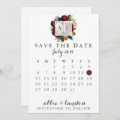 Floral sparen de DatumKalender Save The Date (Voorkant / Achterkant)