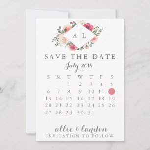 Floral sparen de DatumKalender Save The Date