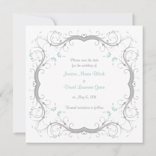  Floral sparen de kaart van de Datum (Voorkant)