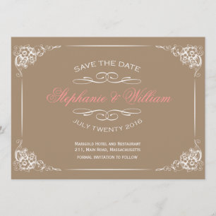  Floral sparen de Kaart van de Datum in Mocha