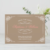  Floral sparen de Kaart van de Datum in Mocha (Staand voorkant)