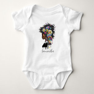 Floral Sparking African American Woman Romper