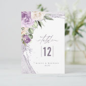 Floral Sparkles Mariage Numéro de table Mauve ID88 (Debout devant)