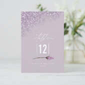 Floral Sparkles Mariage Numéro de table Mauve ID88 (Debout devant)