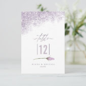 Floral Sparkles Mariage Numéro de table Mauve ID88 (Debout devant)