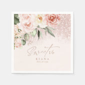 Floral Sparkles Sweet Sixteen Roos Gold ID912 Servet (Voorkant)