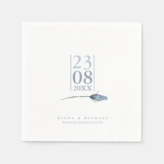 Floral Sparkles Wedding Date White/Blue ID889 Servet (Voorkant)