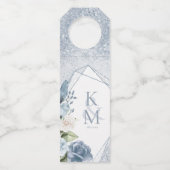 Floral Sparkles Wedding Dusty Blue ID889 Flessenhanger (Voorkant)