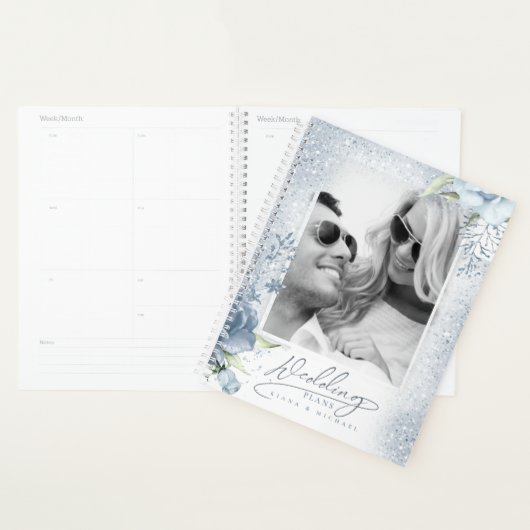 Floral Sparkles Wedding Dusty Blue ID889 Planner (Display)