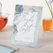 Floral Sparkles Wedding Dusty Blue ID889 Reclamebord Met Voetstuk (Insitu)