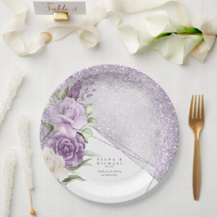 Floral Sparkles Wedding Mauve ID889 Paper Borden Papieren Bordje