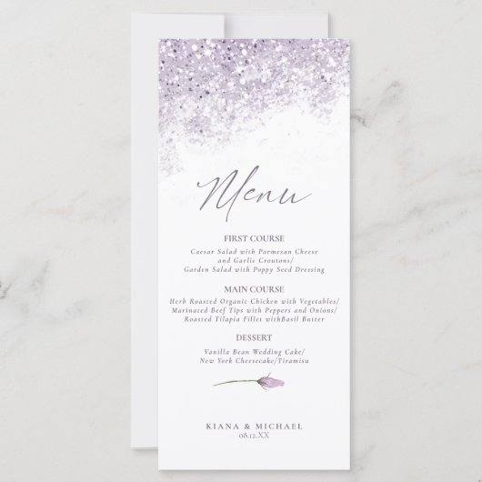 Floral Sparkles Wedding Menu2 Mauve ID889 (Voorkant)
